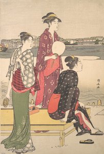 Kveld på bredden av Sumida-elven. av Torii Kiyonaga