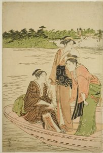 Ferge på Rokugo-elven av Torii Kiyonaga