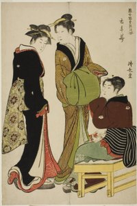 Flowers of the Doteshita District (Dotebana), fra serien "A Collection of Contemporary Beauties of the Pleasure Quarters (Tosei yuri bijin awase)" av Torii Kiyonaga