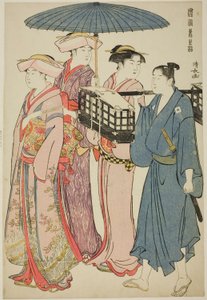 Going to a Picnic, fra serien "A Brocade of Eastern Manners (Fuzoku Azuma no nishiki)" av Torii Kiyonaga