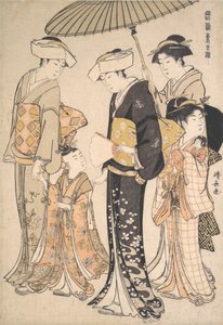 Høyt rangert Samurai Girl with Four Attendants, fra serien A Brocade of Eastern M..., ca. 1784. av Torii Kiyonaga