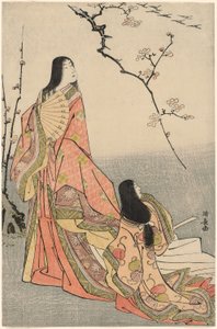 Ise ser på en flokk gjess, fra en serie hoffdamer uten tittel av Torii Kiyonaga