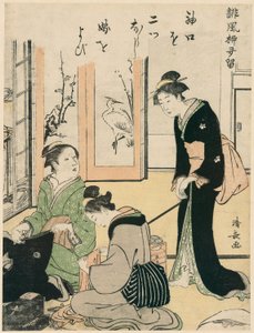 Svigermor teasing the Bride, fra serien "A Collection of Humorous Poems (Haifu yanagidaru)" av Torii Kiyonaga