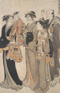 Mor som bærer jenta hennes til Miya Mairi, ca. 1784. av Torii Kiyonaga
