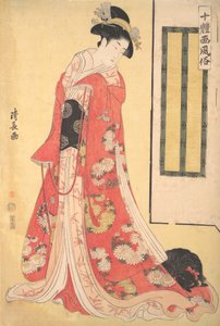 Bilder av Ten Styles Jittaiga Fuzoku: A Young Woman with a Dog, ca. 1790-91.