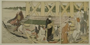 Lystbåter under Azuma Bridge, ca. 1784 av Torii Kiyonaga