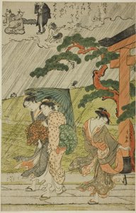 Plutselig dusj ved Mimeguri-helligdommen av Torii Kiyonaga
