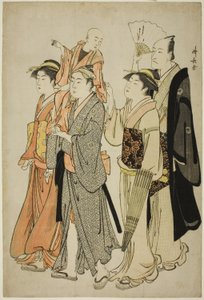 Skuespilleren Ichikawa Danjuro V og hans familie, fra en serie uten tittel på fire utskrifter som viser skuespillere i privatlivet av Torii Kiyonaga
