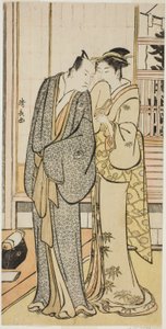 Skuespilleren Ichikawa Yaozo III med en geisha, fra en serie uten navn som viser skuespillere i privatlivet av Torii Kiyonaga