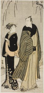 The Actor Matsumoto Koshiro IV and a geisha, from an untitled series of prints showing Actors in private life   1273692   no       norwegian Successfully Translated  Original: Abstracte compositie Idealisten II en verdere Kanttekeningen (original series ti av Torii Kiyonaga