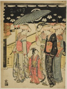 Nakamise Shopping Street, fra serien "Eight Precincts of the Kinryuzan Temple in Asakusa (Asakusa Kinryuzan hakkei)" av Torii Kiyonaga