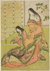 Den tredje prinsessen og kattungen hennes, fra en serie hoffdamer uten tittel av Torii Kiyonaga