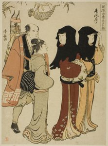 The Twelfth Month (Harumachizuki), fra serien "Fashionable Monthly Visits to Sacred Places in the Four Seasons (Furyu shiki no tsuki mode)" av Torii Kiyonaga