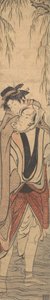 Two Lovers Crossing a River, slutten av 1700-tallet. av Torii Kiyonaga