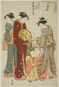 Ung gutt som bærer Hakama for første gang, fra serien "A Brocade of Eastern Manners (Fuzoku Azuma no nishiki)" av Torii Kiyonaga