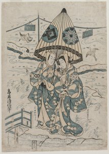 Nakamura Tomijuro og Nakamura Shichisaburo II som elskerne Agemaki og Sukeroku, 1753.
