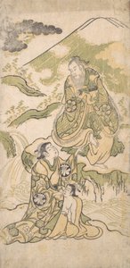 Scene fra et drama, ca. 1749. av Torii Kiyonobu I