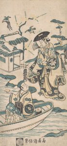 Scene fra et drama, sannsynligvis Musume Dojoji, ca. 1744. av Torii Kiyonobu I