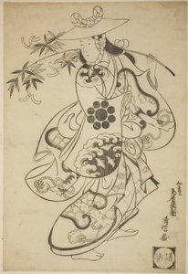 Sawamura Kodenji I som Tsuyu no Mae i stykket "Kanto Koroku" fremført på Nakamura Theatre i den tredje måneden av 1698 (?) av Torii Kiyonobu I