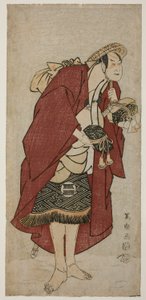 Skuespilleren Sakata Hangoro III som brudgommen Abumizuri no Iwazo i Koriyama, faktisk Kurisaka Taro Tomonori av Toshusai Sharaku