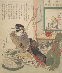 En vakker kvinne, Urashima, er en Chief Ku-person. av Totoya Hokkei