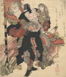 Kinesisk kriger som bærer et barn på skuldrene, ca. 1825. av Totoya Hokkei