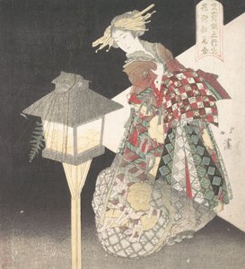Courtesan by a Lantern, «Fire», fra serien Five Elements for the Bunsai Poetry Gr..., ca. 1820. av Totoya Hokkei