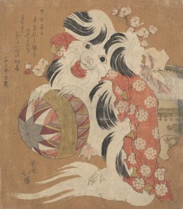 Surimono-kalender for hundeåret, 1814. av Totoya Hokkei