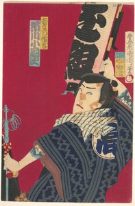 Ichikawa Sadanji som Dozaemon Denkichi i et kabuki-stykke av Toyohara Kunichika