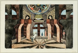Scenedesign for Tragedy Die Nibelungen av Friedrich Hebbel, ca 1934. av Traugott Müller