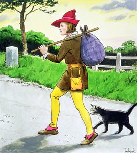 Dick Whittington (1358-1423) og katten hans, fra "Peeps into the Past", publisert ca. 1900