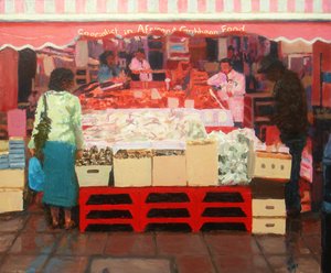 Afrikansk og karibisk mat, 2010 (olje på plate) av Trevor Burgess