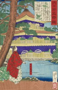 Ashikaga Yoshimitsu beundrer Den gylne paviljong av Tsukioka Yoshitoshi
