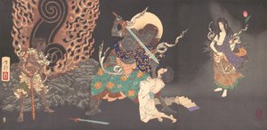 Fudo Myoo Threatening a Novice, 1885. av Tsukioka Yoshitoshi