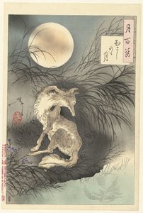 Moon av Musashi Musashino no tsuki (tittel på objekt) One Hundred Aspects of the Moon (serietittel) Tsuki hyakushi (serietittel på objekt) av Tsukioka Yoshitoshi
