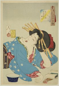 Slovenly (Shidaranasaso), fra serien "Thirty-two Aspects of Women (Fuzoku sanjuniso)" av Tsukioka Yoshitoshi