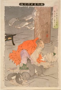 De onde tankene til presten Raigō fra Miidera forvandler ham til en rotte av Tsukioka Yoshitoshi