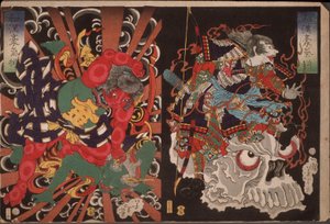 Krieger auf Schädel; Kintoki überwältigt einen Dämon av Tsukioka Yoshitoshi