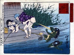 Yodo Gawakré: elvens spøkelse som gjetter på baken (Kappa) av Tsukioka Yonejiro av Tsukioka Yoshitoshi