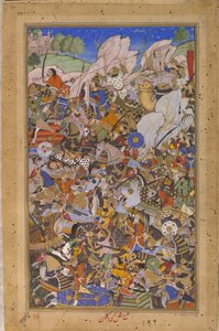 Slaget før fangsten av fortet ved Bundi, Rajasthan, i 1577, 1592-1594 av Tulsi Kalan