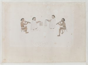 Legg til MS 15508 f.11 Musicians of Tahiti, juni 1770 (akvarell på papir) av Tupaia Tupaia
