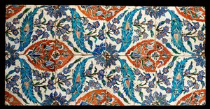 Åtte kompositt Iznik polykrome firkantede fliser, ca. 1575 av Turkish School