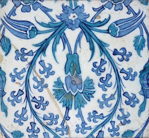 Isnik fliser med blomsterdesign (keramikk med farget underglasur) av Turkish School
