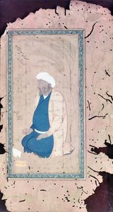 Mann som kneler med hånden utstrakt i bønn av Turkish School
