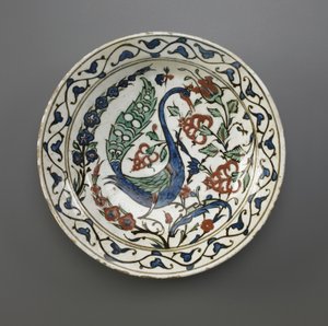 Plate, Iznik, osmansk dynasti, slutten av 1500-begynnelsen av 1600-tallet (keramikk)