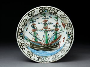 Steinpastafat med underglasurdekor, Iznik, ca. 1620-30 (keramikk) av Turkish School