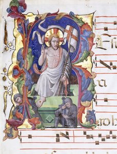 Veldig stor historikk bokstav "A", som viser oppstandelsen, ca. 1400-1450 av Tuscan School