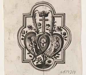 Emblem med to hjerter og treenigheten av Ubekendt