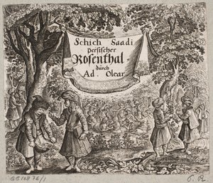 Frontispice til Adam Olearius, "Persisk Rosenthal av en genial poet Schich Saadi […]", Schleswig 1660 av Ubekendt
