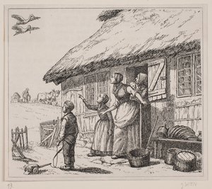 Illustrasjon til "Storken er kommen", dikt av Gotfred Rode
